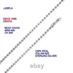 Sterling Silver Bead Chain 1.2 TO 6 MM Bead 16 To 30 Length made in italy
