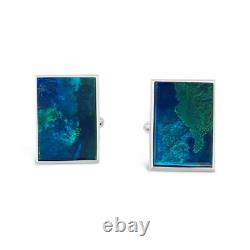 Sterling Silver Blue Green King Solomon Eilat Stone Cufflinks Made in Israel