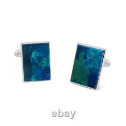 Sterling Silver Blue Green King Solomon Eilat Stone Cufflinks Made in Israel