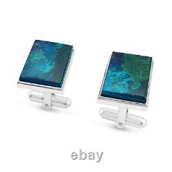 Sterling Silver Blue Green King Solomon Eilat Stone Cufflinks Made in Israel