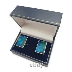 Sterling Silver Blue Green King Solomon Eilat Stone Cufflinks Made in Israel