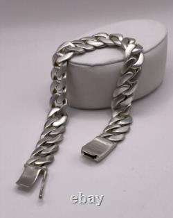 Sterling Silver Brushed Cuban Link USA Made Bracelet (51.6gr)
