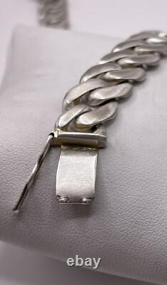 Sterling Silver Brushed Cuban Link USA Made Bracelet (51.6gr)