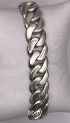 Sterling Silver Brushed Cuban Link USA Made Bracelet (51.6gr)