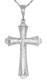 Sterling Silver Budded Cross Pendant Necklace Made in USA with Figaro Chain