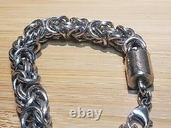 Sterling Silver Byzantine Mens Heavy Chain Bracelet 9 Inch Hand Made