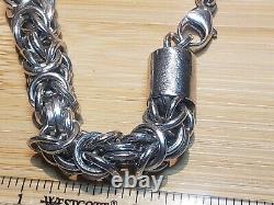 Sterling Silver Byzantine Mens Heavy Chain Bracelet 9 Inch Hand Made