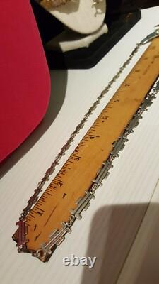 Sterling Silver COD Signed Hand Made Turquoise Inlay Long Necklace