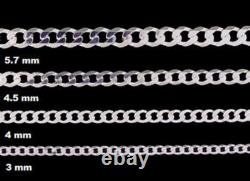 Sterling Silver CURB Chain Made in Italy, Solid 925 Silver Curb Chain Necklace