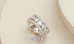 Sterling Silver CZ Eternity Ring Halo Band Made with Swarovski Elements