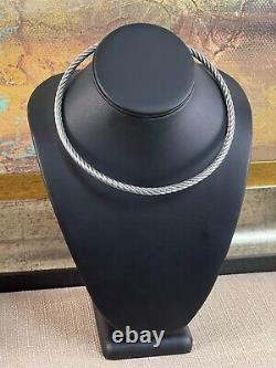 Sterling Silver Cable Wire Choker Necklace. Made in Italy