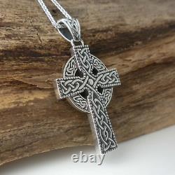 Sterling Silver Celtic Cross Irish made by Shanore 24 Chain Boxed Finished Back