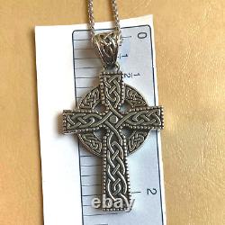 Sterling Silver Celtic Cross Irish made by Shanore 24 Chain Boxed Finished Back