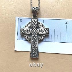 Sterling Silver Celtic Cross Irish made by Shanore 24 Chain Boxed Finished Back