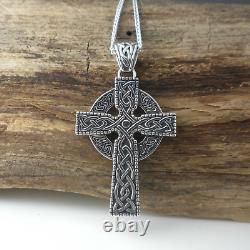 Sterling Silver Celtic Cross Irish made by Shanore 24 Chain Boxed Finished Back