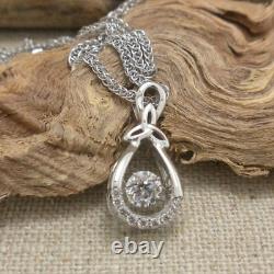 Sterling Silver Celtic Trinity Knot Pendant Dancing CZ Stone Irish Made by Boru