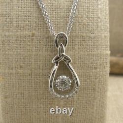 Sterling Silver Celtic Trinity Knot Pendant Dancing CZ Stone Irish Made by Boru