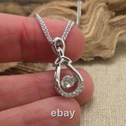 Sterling Silver Celtic Trinity Knot Pendant Dancing CZ Stone Irish Made by Boru