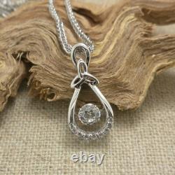 Sterling Silver Celtic Trinity Knot Pendant Dancing CZ Stone Irish Made by Boru
