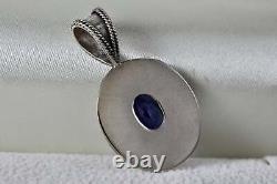 Sterling Silver Circle Twist Wrap Oval Purple Amethyst Stone Hand Made Pendant