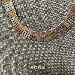 Sterling Silver Cleopatra Necklace Vintage Style With Gold Tone Made In Italy