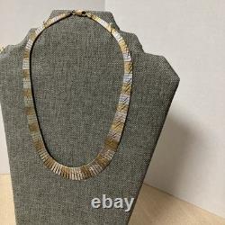 Sterling Silver Cleopatra Necklace Vintage Style With Gold Tone Made In Italy