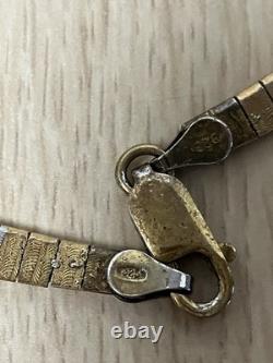 Sterling Silver Cleopatra Necklace Vintage Style With Gold Tone Made In Italy