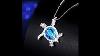 Sterling Silver Created Blue Opal Sea Turtle Pendant Necklace