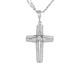 Sterling Silver Cross Pendant Necklace 24 inch Italian Figaro Chain Made in USA