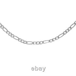 Sterling Silver Cross Pendant Necklace 24 inch Italian Figaro Chain Made in USA
