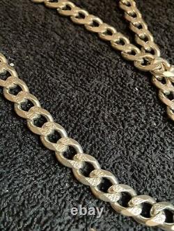 Sterling Silver Cuban Link Reversable Necklace 28 Inches Made in Italy