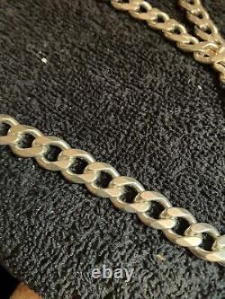 Sterling Silver Cuban Link Reversable Necklace 28 Inches Made in Italy