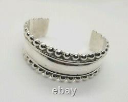 Sterling Silver Cuff Bracelet 925 Almost An Inch Wide Made in Mexico