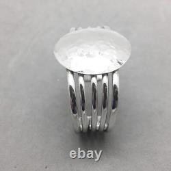 Sterling Silver Cuff Bracelet Hammered Disc 1 1/2 Mexico 37 gr Modern Hand Made