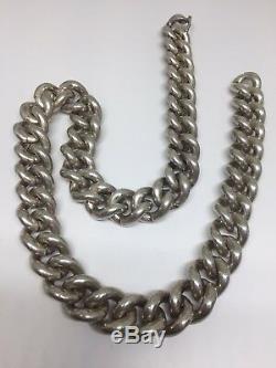 Sterling Silver Curb Chain 17 inches HEAVY 252 Grams Vintage European Made Rare