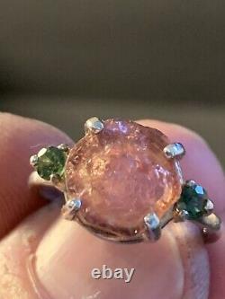 Sterling Silver Custom Made Natural Pink & Green Tourmaline Ring Size 7