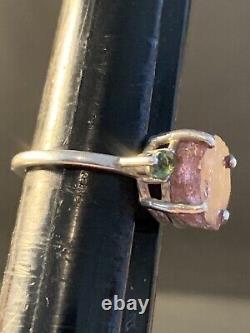 Sterling Silver Custom Made Natural Pink & Green Tourmaline Ring Size 7