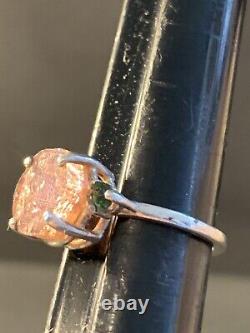 Sterling Silver Custom Made Natural Pink & Green Tourmaline Ring Size 7