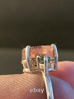 Sterling Silver Custom Made Natural Pink & Green Tourmaline Ring Size 7