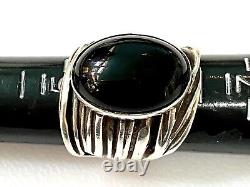 Sterling Silver Custom Made Ring withLarge Black Onyx Gemstone Sz 6