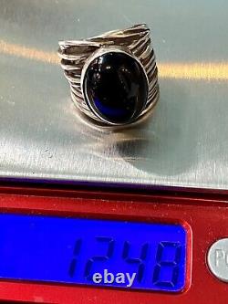 Sterling Silver Custom Made Ring withLarge Black Onyx Gemstone Sz 6