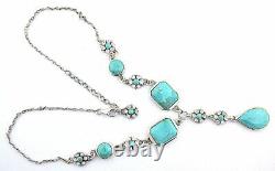 Sterling Silver Custom Made Turquoise Cabochon Cabochon Chain 18 Inch Necklace