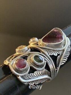 Sterling Silver Custom Made Watermelon Tourmaline Ring Size 9