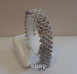 Sterling Silver Designer Italian Made Tennis Bracelet 4 Ct Lab Created Stones