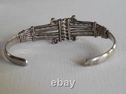 Sterling Silver Detailed Cuff Bracelet Adjustable Made in India