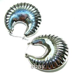 Sterling Silver Earrings 925 Italy Made Fancy Modern Design Polished 1.25