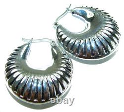 Sterling Silver Earrings 925 Italy Made Fancy Modern Design Polished 1.25