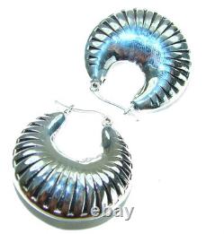 Sterling Silver Earrings 925 Italy Made Fancy Modern Design Polished 1.25