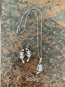 Sterling Silver Earrings and Necklace with Chain Made In Italy
