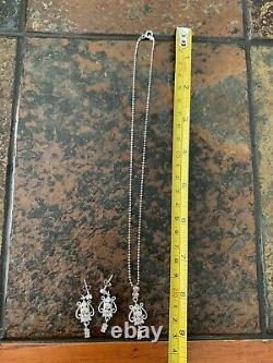 Sterling Silver Earrings and Necklace with Chain Made In Italy
